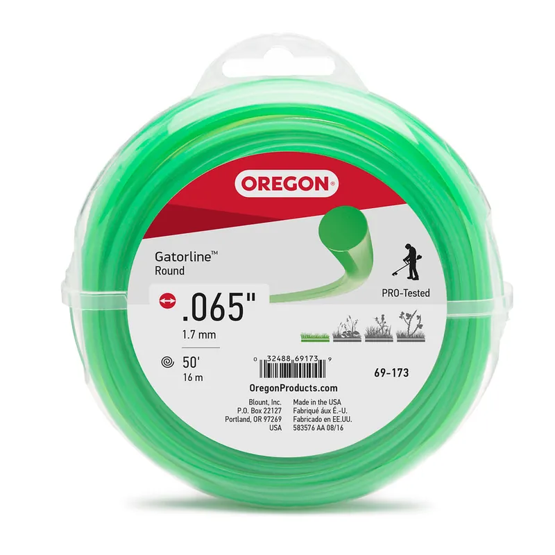 Oregon Trimmer Line - 69-173 - Green Gatorline - Round - .065" Gauge, 50‘ Donut, 50 Feet