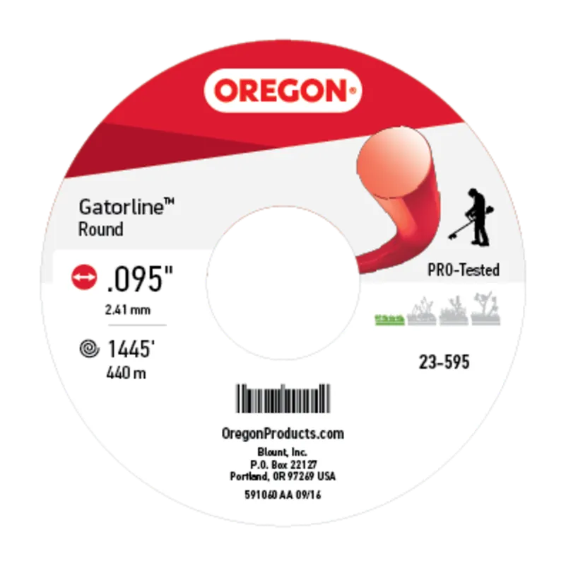 Oregon Trimmer Line - 23-595 - Red Gatorline - Round - .095" Gauge, 5 lb. Spool, 1445 Feet