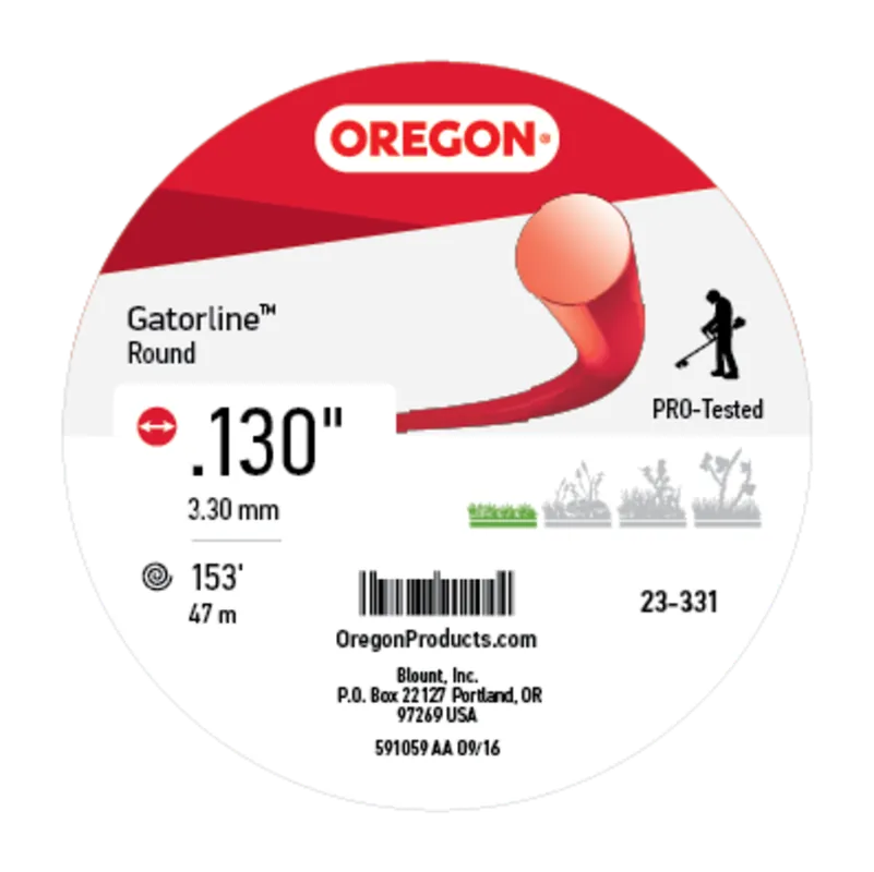 Oregon Trimmer Line - 23-331 - Red Gatorline - Round - .130" Gauge, 1 lb. Donut, 153 Feet