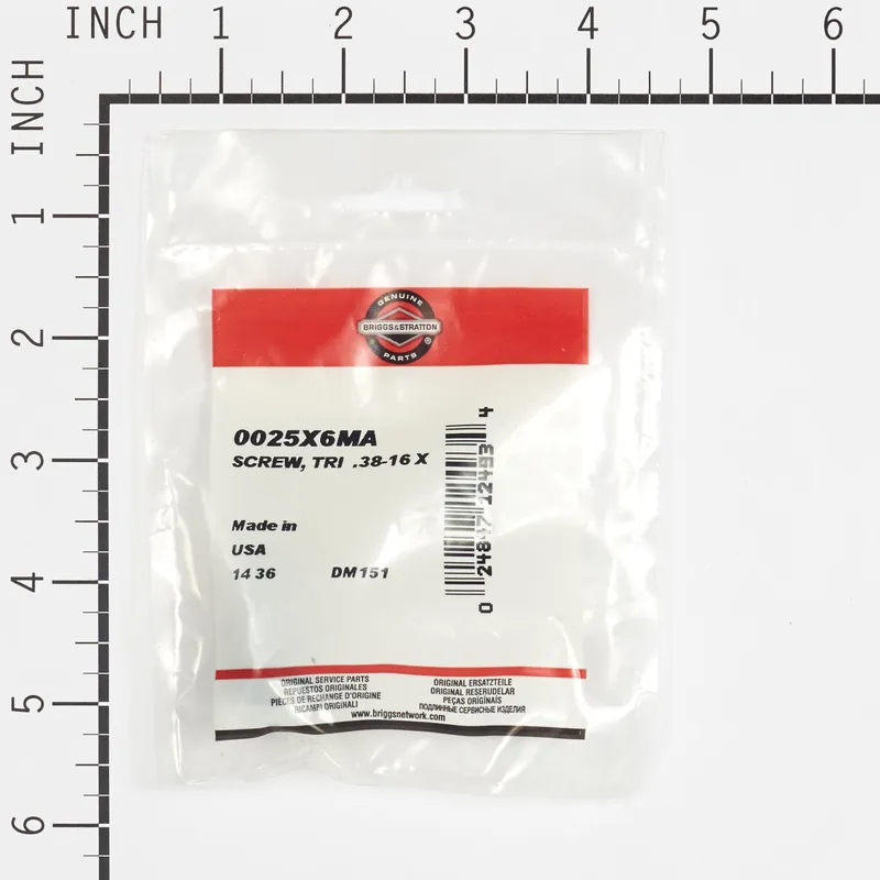 Briggs & Stratton - 25X6MA - SCREW TRI .38-16 X