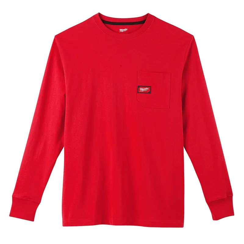 Milwaukee Electric Heavy Duty Pocket Tee - Ls Red L - MLW-602R-L
