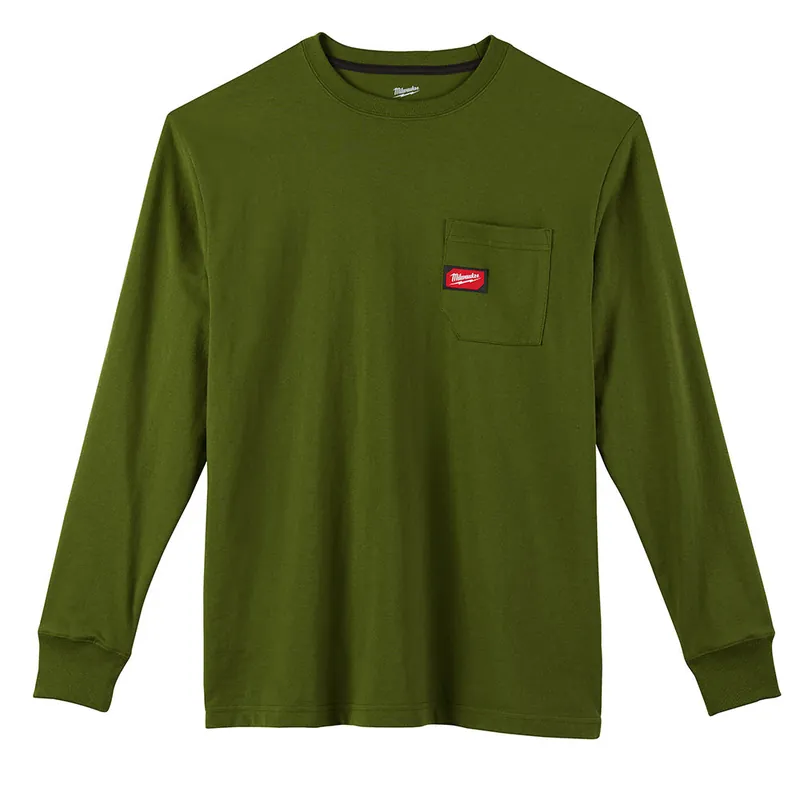 Milwaukee Electric Heavy Duty Pocket Tee - Ls Green M - MLW-602OG-M