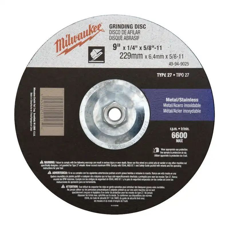 Milwaukee Electric 9X1/4X5/8-11 Grind Disc Bulk 10 - MLW-49-94-9025