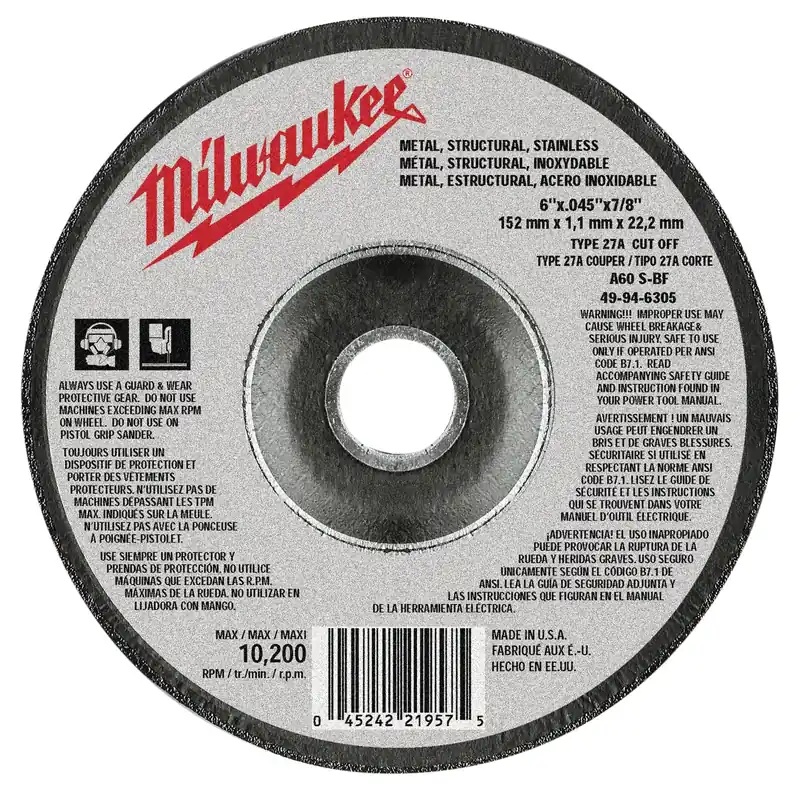Milwaukee Electric 6X.045X7/8Type27-Acut‘G Wl Bulk 25 - MLW-49-94-6305