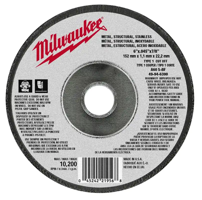 Milwaukee Electric 6X.045X7/8Type1Abrsv.Whl Bulk 25 - MLW-49-94-6300
