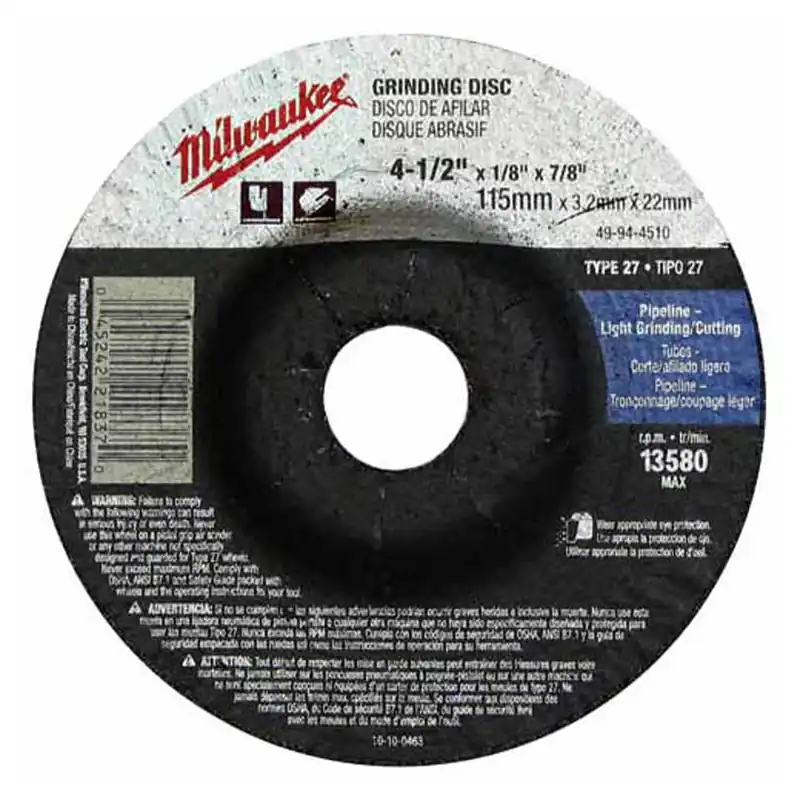 Milwaukee Electric 5X1/4X7/8Type27Abrsv.Whl Bulk 10 - MLW-49-94-5020