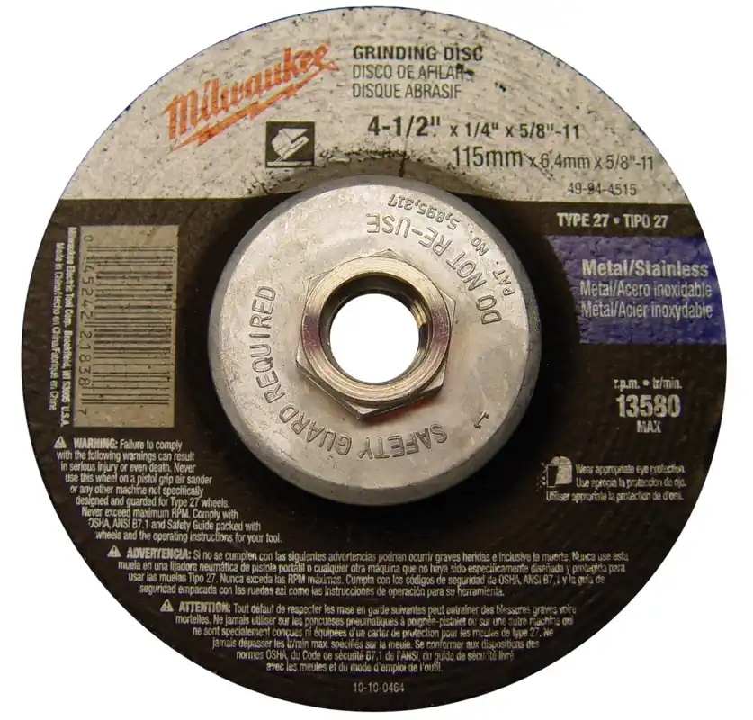 Milwaukee Electric 4-1/2X1/4X5/8-11 Abrsvwheel Bulk 5 - MLW-49-94-4515