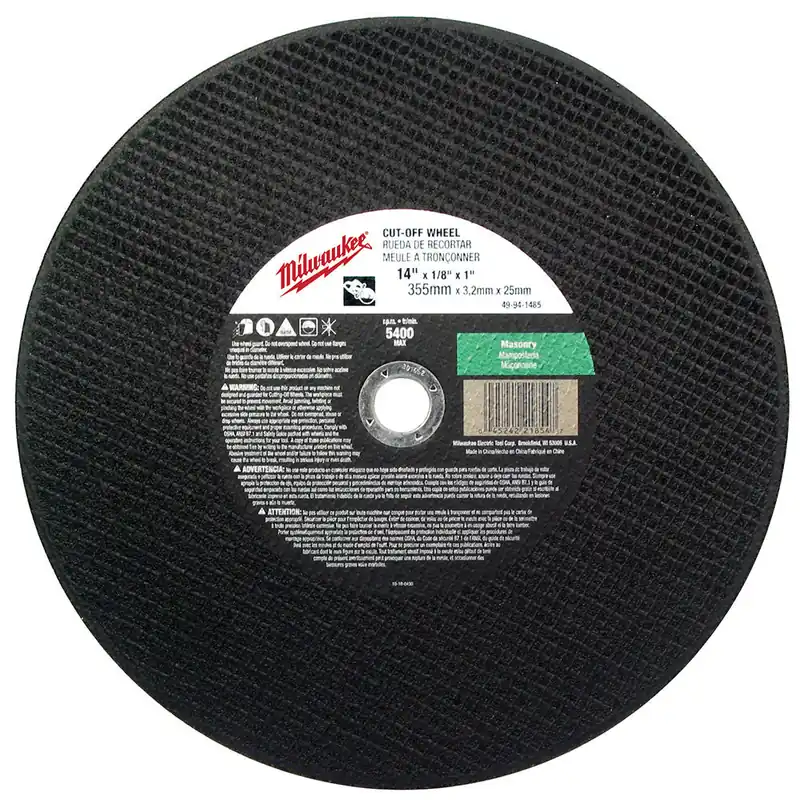 Milwaukee Electric 14X1/8X1 Cut Off Wheel Bulk 10 - 49-94-1485 - MLW-49-94-1485