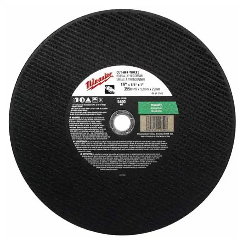 Milwaukee Electric 14X1/8X20 m Cut Off Wheel Bulk 10 - 49-94-1470 - MLW-49-94-1470