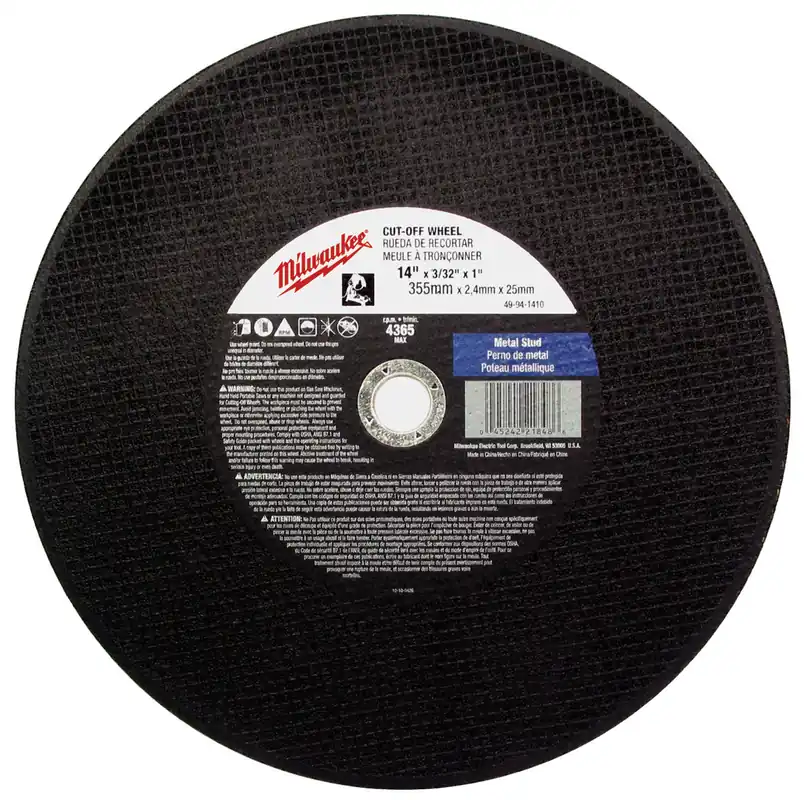 Milwaukee Electric 14X3/32X1 Cut Off Wheel Bulk 5 - 49-94-1405 - MLW-49-94-1405