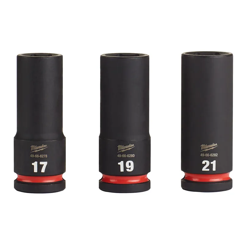 Milwaukee Electric 3-Pc 1/2" Drive, 6 Pt. Deep Impact Socket Set, 17Mm, 19Mm, 21Mm - MLW-49-66-7025