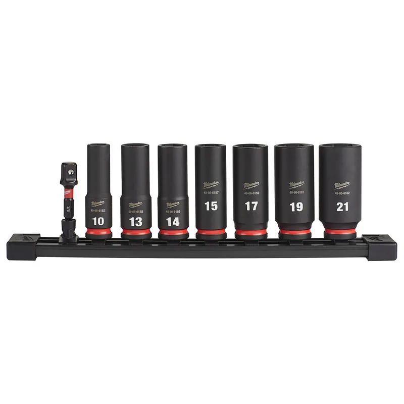 Milwaukee Electric 8-Pc 3/8" Drive, 6 Pt. Metric Deep Impact Socket Set, 10Mm 21Mm - MLW-49-66-7021