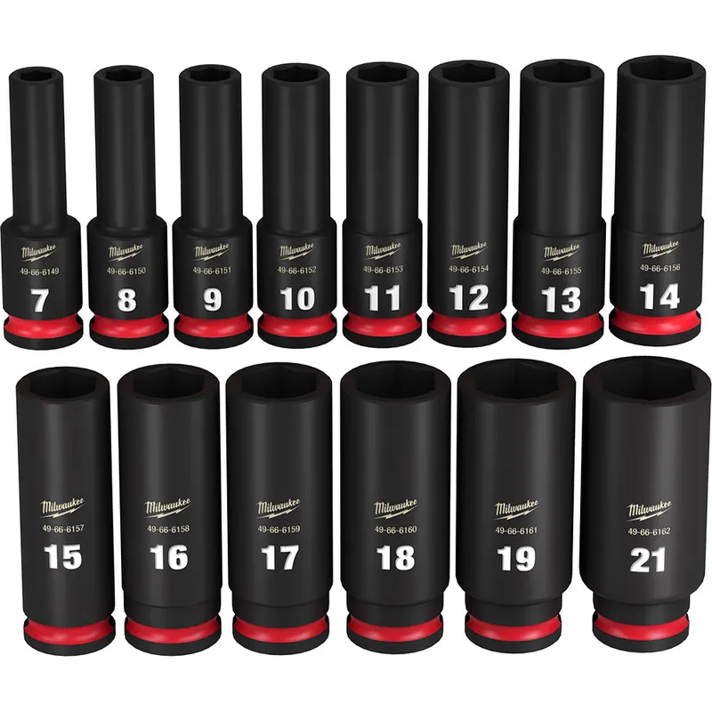 Milwaukee Electric 14-Pc 3/8" Drive, 6 Pt. Metric Deep Impact Socket Set, 7Mm 21Mm - MLW-49-66-7008