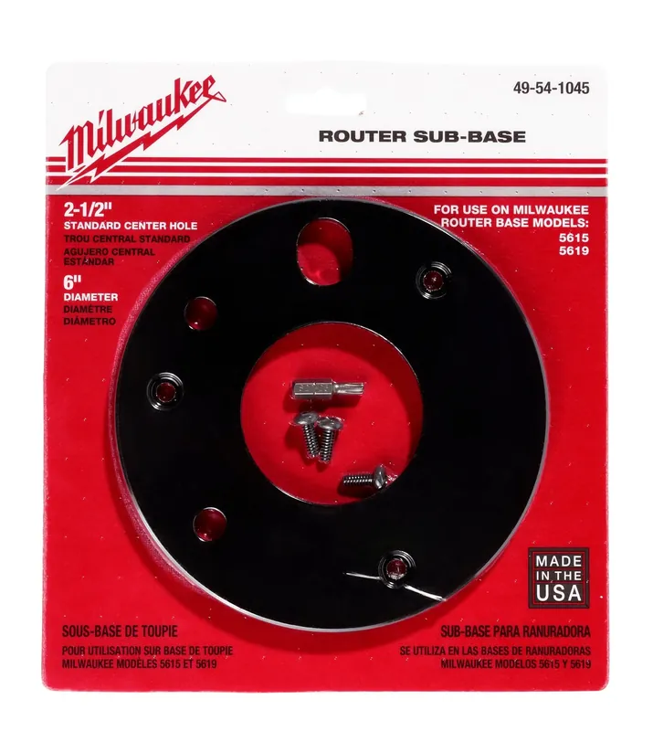 Milwaukee Electric Sub Base 2-1/2 Id Templ Hole - MLW-49-54-1045