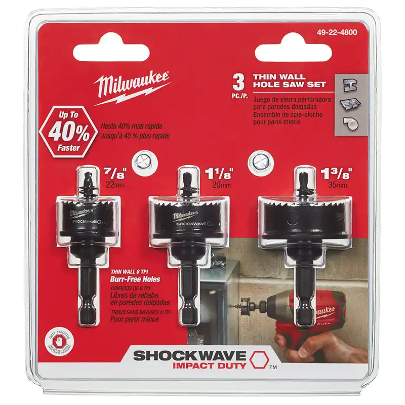 Milwaukee Electric 3Pc Kit Shockwave Hole Saw - MLW-49-22-4800
