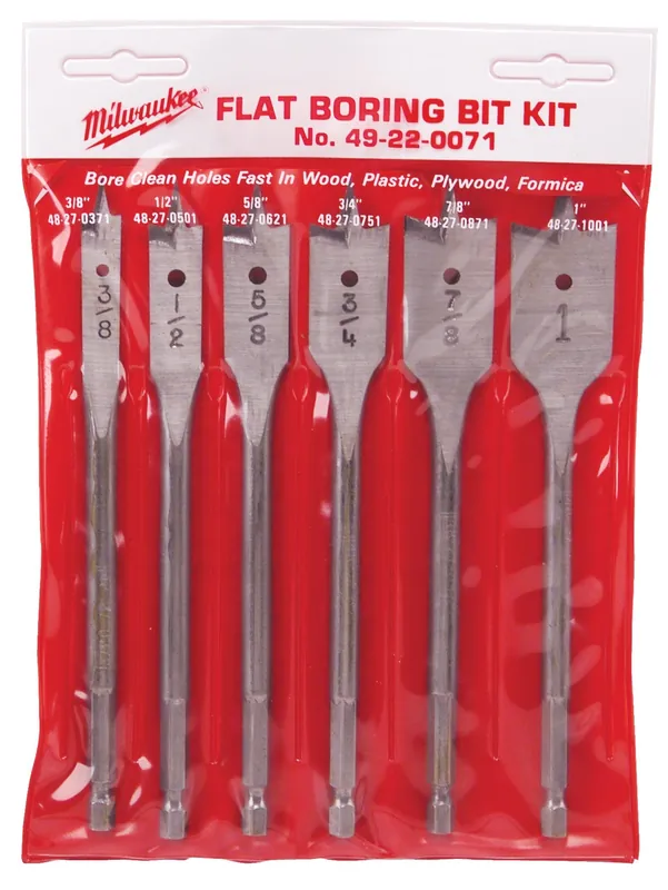 Milwaukee Electric (6)Flat Boring Bit Kit - MLW-49-22-0071