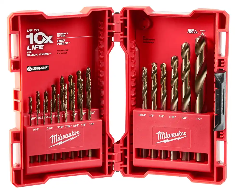 Milwaukee Electric 23-Pc Red Helix Cobalt Drill Bit Set, 1/16"-1/2" - MLW-48-89-2338