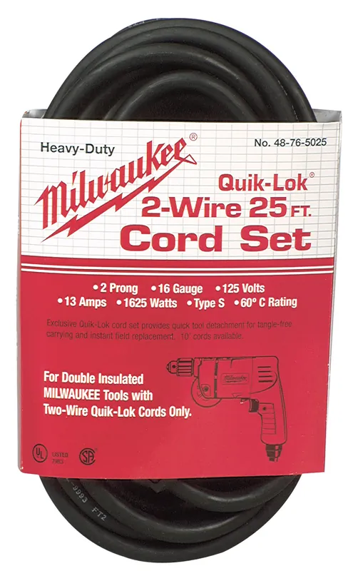 Milwaukee Electric 25Ft 16-2S Q-Lok Cordset - MLW-48-76-5025