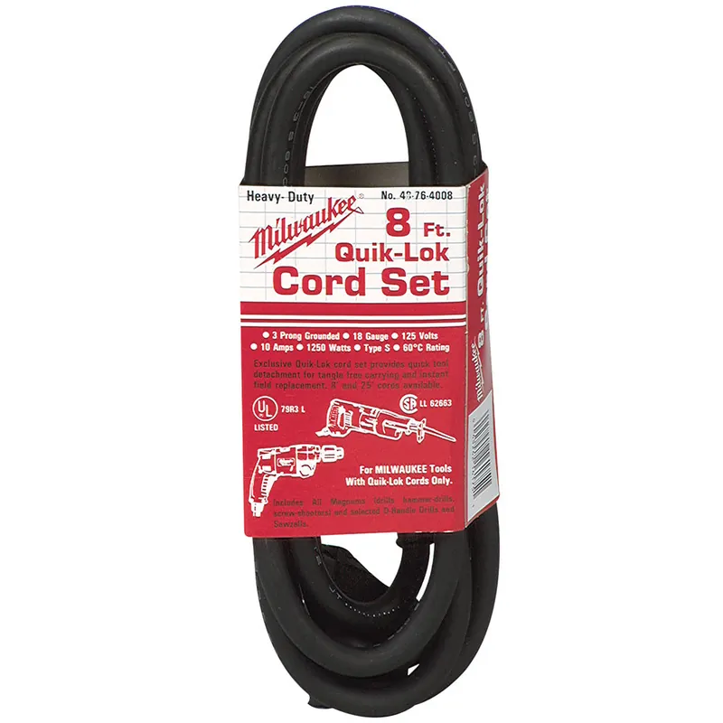 Milwaukee Electric 8‘ Quik-Lok Cord Set - MLW-48-76-4008