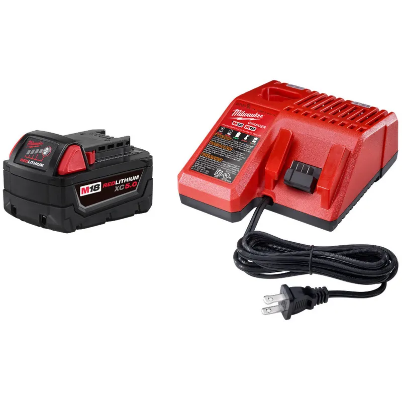 Milwaukee Electric M18 Redlithium Xc5.0 Starter Kit, Includes (1) Battery & (1) Multivoltage Charger - MLW-48-59-1850