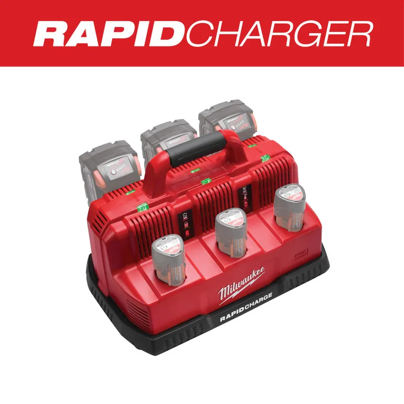 Milwaukee Electric M18 & M12 Rapid Sequential Charge Station, Accepts Up To (3) M18 & (3) M12 Battery Packs, Charges (3) Same-Voltage Batteries Simultaneously - MLW-48-59-1807
