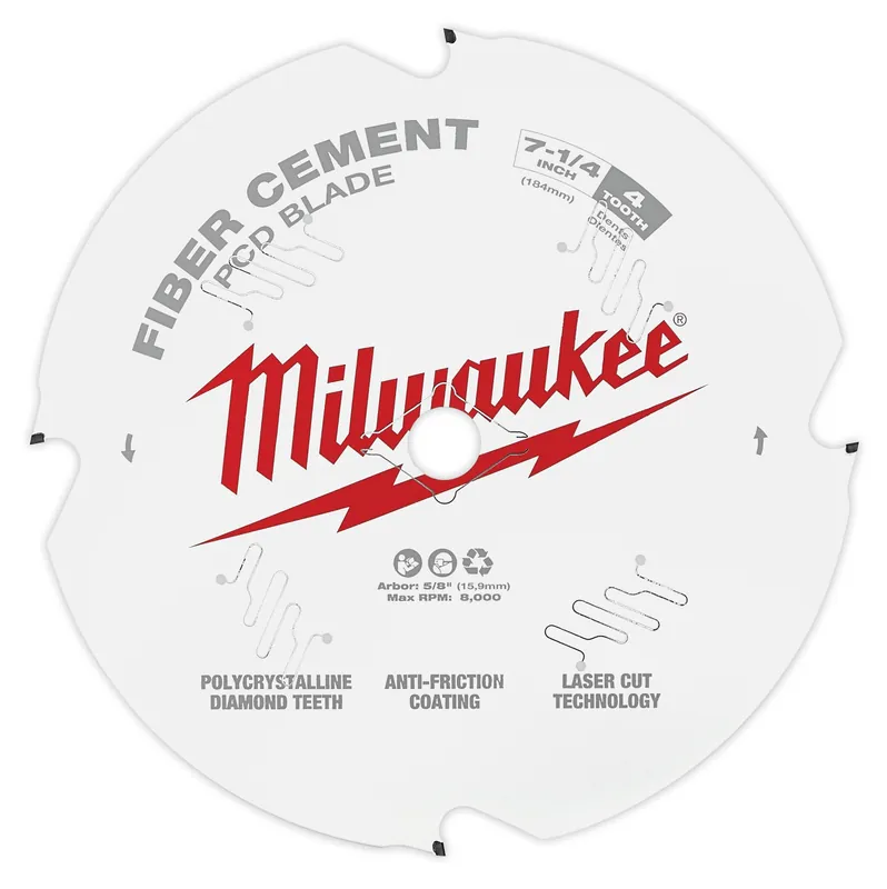 Milwaukee Electric 7-1/4" 4T Pcd/Fiber Cement Bl - MLW-48-40-7000