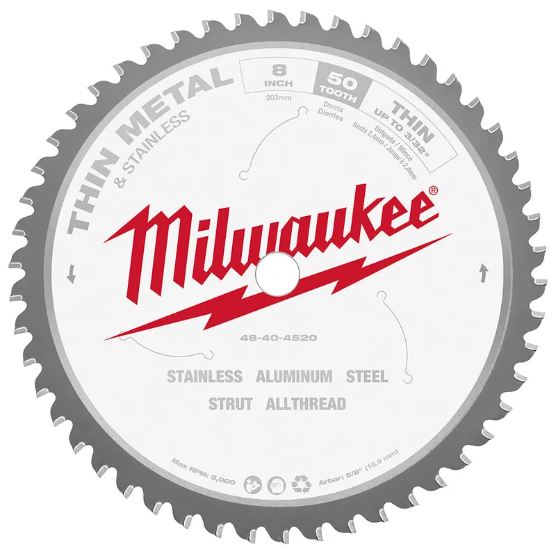 Milwaukee Electric 8" 50T Ferrs/Noferrs Bld 5/8" Arbr - MLW-48-40-4520
