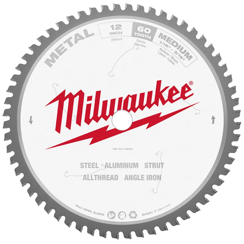 Milwaukee Electric 12" 60T Metal Csb, 1" - MLW-48-40-4265