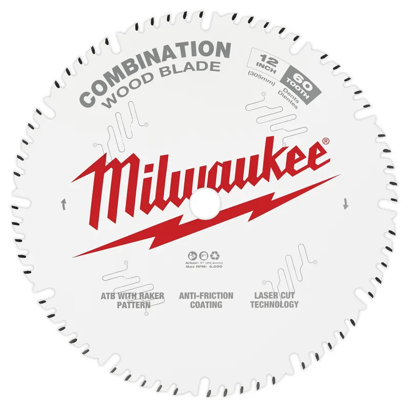 Milwaukee Electric 12" 60T Combination Saw Blade - MLW-48-40-1222