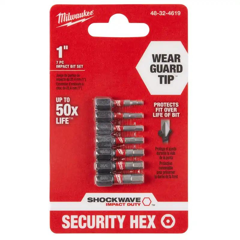 Milwaukee Electric 7Pc 1In Insert Hex Sec - MLW-48-32-4619