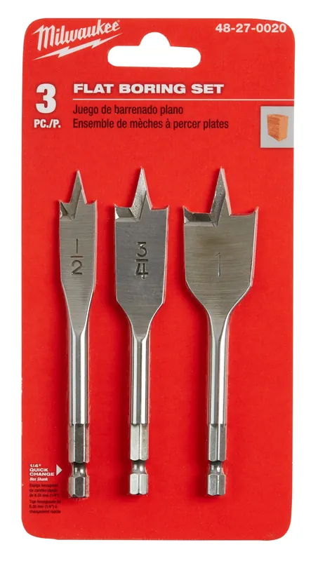 Milwaukee Electric 3Pc Stubby Flat Boring Set - MLW-48-27-0020