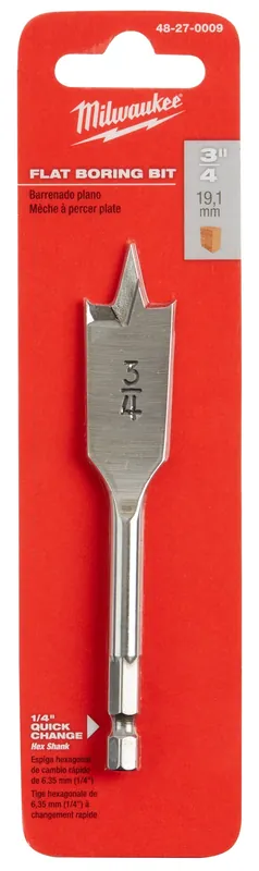 Milwaukee Electric 3/4" X 4.5" Flat Boring Bit - MLW-48-27-0009