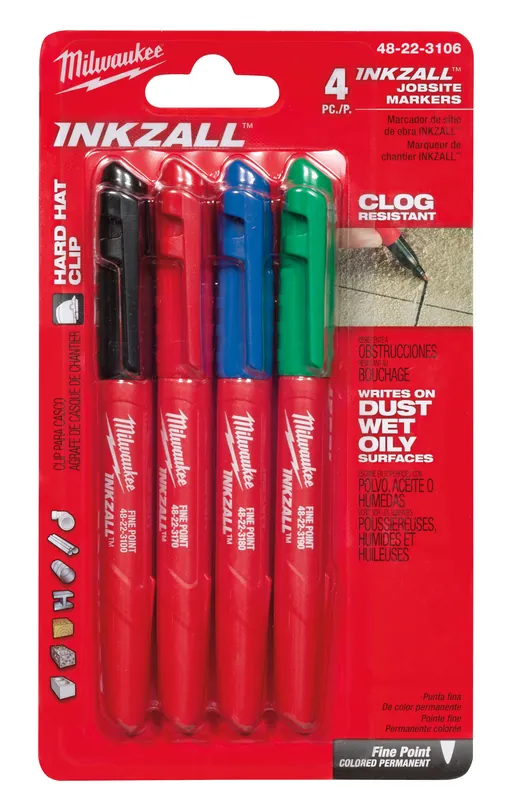 Milwaukee Electric 4Pk Colored Fine Pt Markers - MLW-48-22-3106
