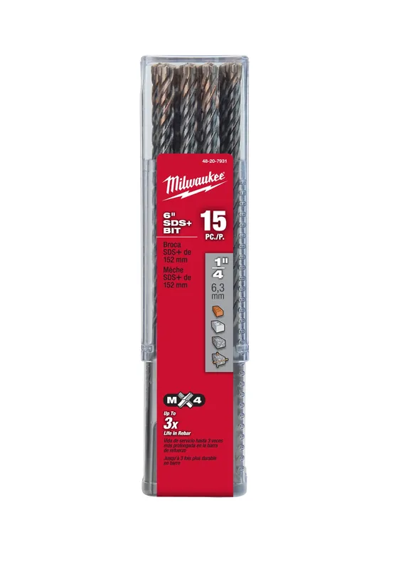 Milwaukee Electric Sds+ Mx4 1/4" X 4" X 6" Bulk 15 - MLW-48-20-7931