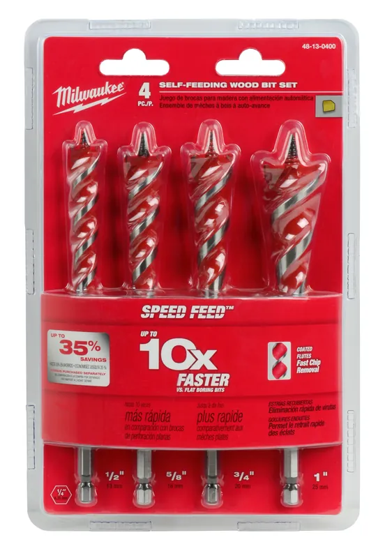 Milwaukee Electric 4Pc Speedfeed Wood Bit Set - MLW-48-13-0400