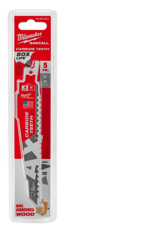 Milwaukee Electric 6In Cax 5Pk Sawzall Blade - MLW-48-00-5521