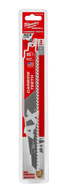 Milwaukee Electric 9In Cax 3Pk Sawzall Blade - MLW-48-00-5326