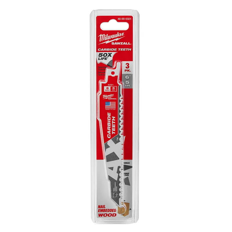 Milwaukee Electric 6In Cax 3Pk Sawzall Blade - MLW-48-00-5321