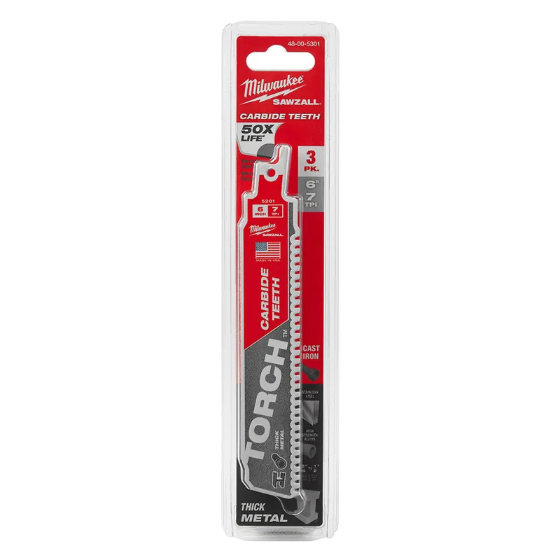 Milwaukee Electric 6In C-Torch 3Pk Sawzall Bl - MLW-48-00-5301