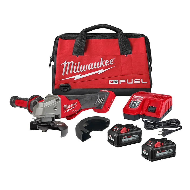 Milwaukee Electric M18 Fuel 4-1/2" / 5" Braking Grinder W/ One-Key Kit, Paddle Switch, No Lock, (2) Xc6.0 Batteries, (1) M18/M12 Charger - MLW-2882-22