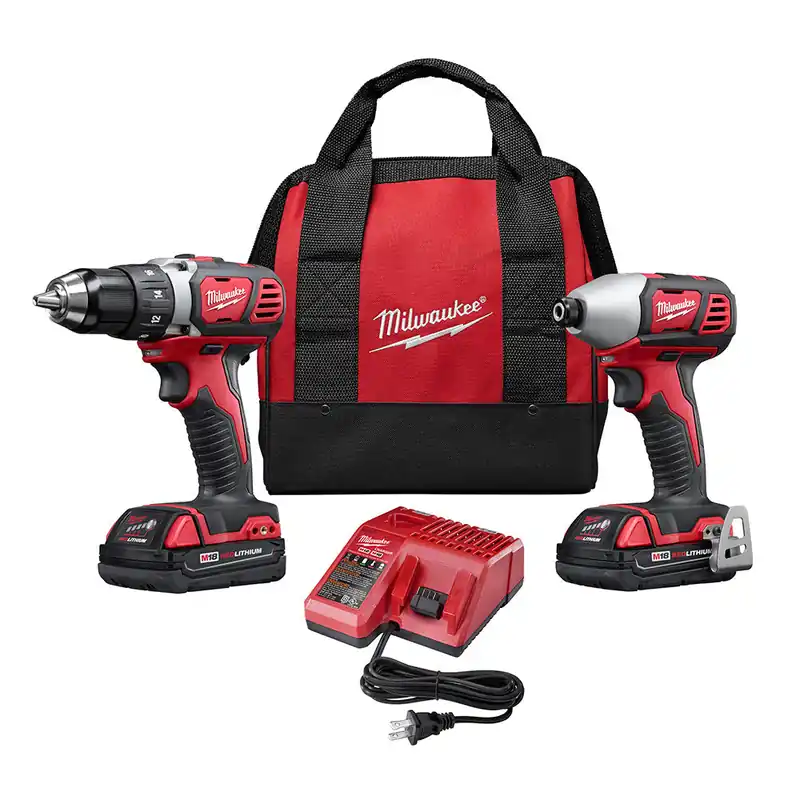 Milwaukee Electric M18 2-Tool Combo Kit 1/2" Compact Drill/Driver, 1/4" Hex Impact Driver, (2) 18V Batt., (1) Multi-Volt. Charger - MLW-2691-22