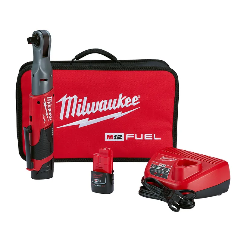 Milwaukee Electric M12 12V 1/2" Ratchet Kit, 60 Ft-Lb, 0-175 Rpm, (2) Cp2.0 Batteries & (1) Charger - MLW-2558-22