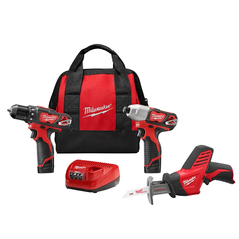 Milwaukee Electric M12 Combo Drl/Impactct/Hksaw - MLW-2498-23