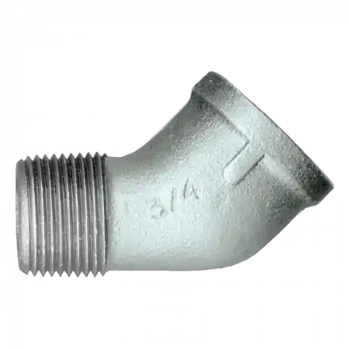 Galvanized Iron 45 Elbow; 1MPT x 1FPT