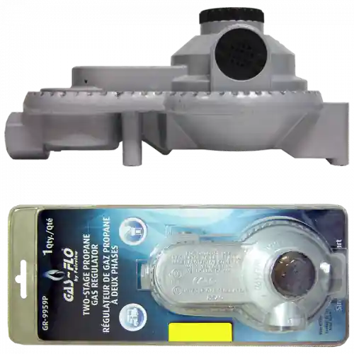 LPG 2-Stg RV Regulator; 1/4FPT x 3/8FPT; 9 00Vent