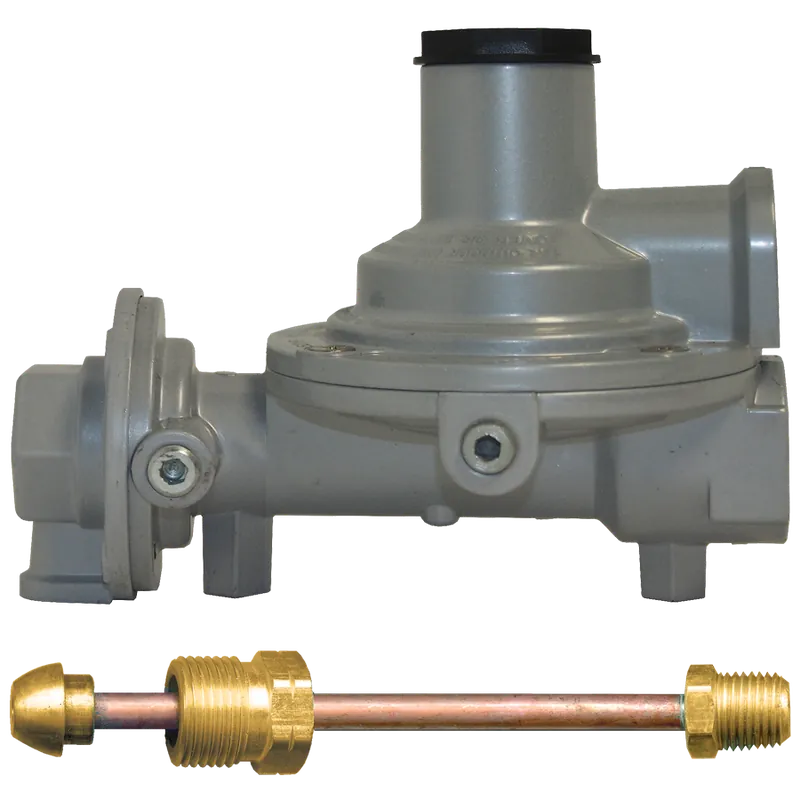 Cmpct LPG 2-Stg Regulator; 1/4FPT x 1/2FPT; 11in wc; 6 00Vent