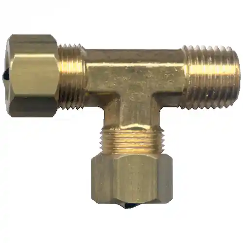 Brass Comp Tee; 1/4x1/8 MPT x 1/4