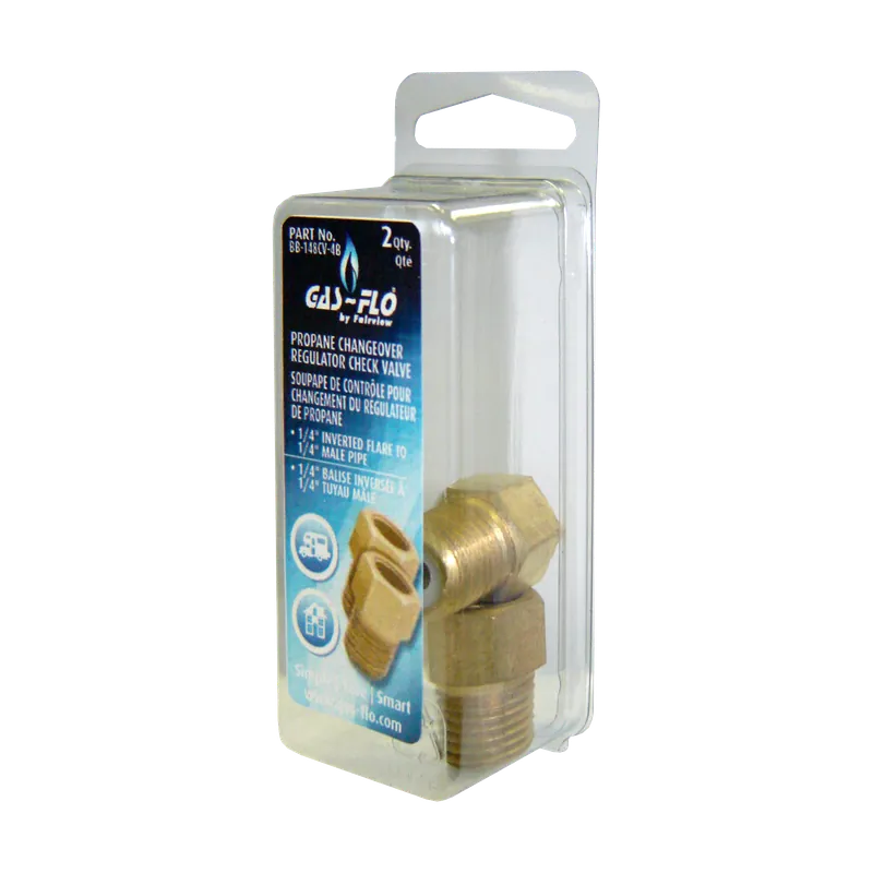 Brass Inv. Flare Check Valve; 1/4x1/4 MPT; Pkgd (2)