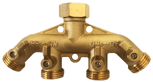 4-Way Valved Water Hose Splitter