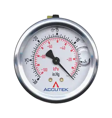 30-0Vac Liquid Gauge; 2.5in Face; 1/4MPT CBM